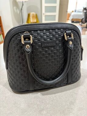Gucci Microguccisima Small Dome Bag - Black - Like New Condition
